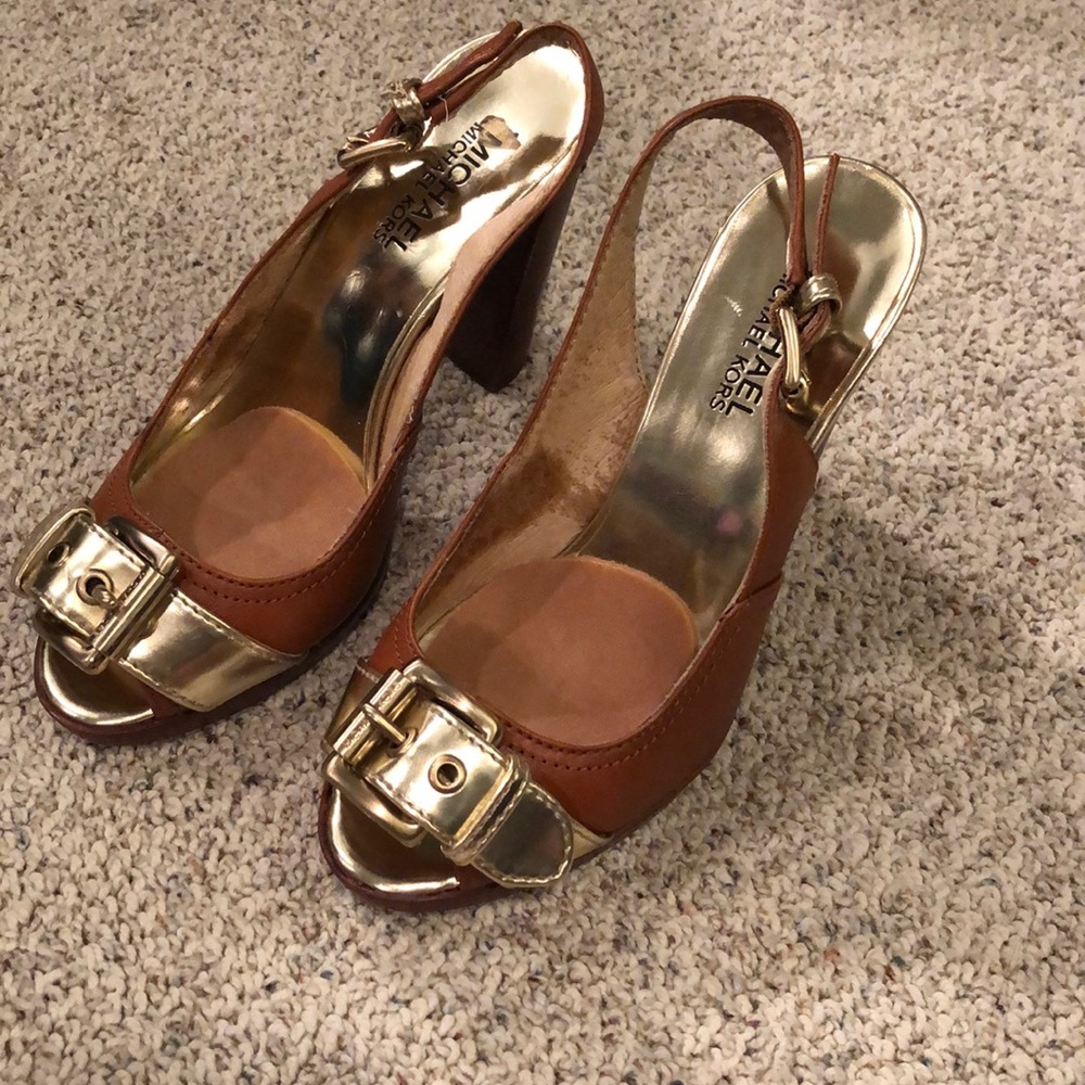 Michael Kors leather sling back open toe shoe